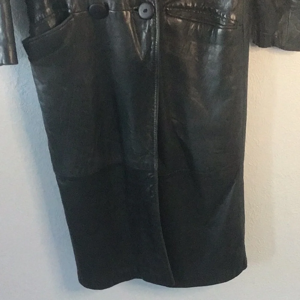 Cassidy Vintage 1980’s Leather Tapered Trench Coat